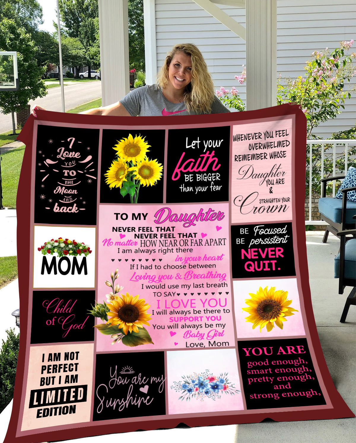 Daughter NEVER QUIT - Premium MINK SHERPA Blanket