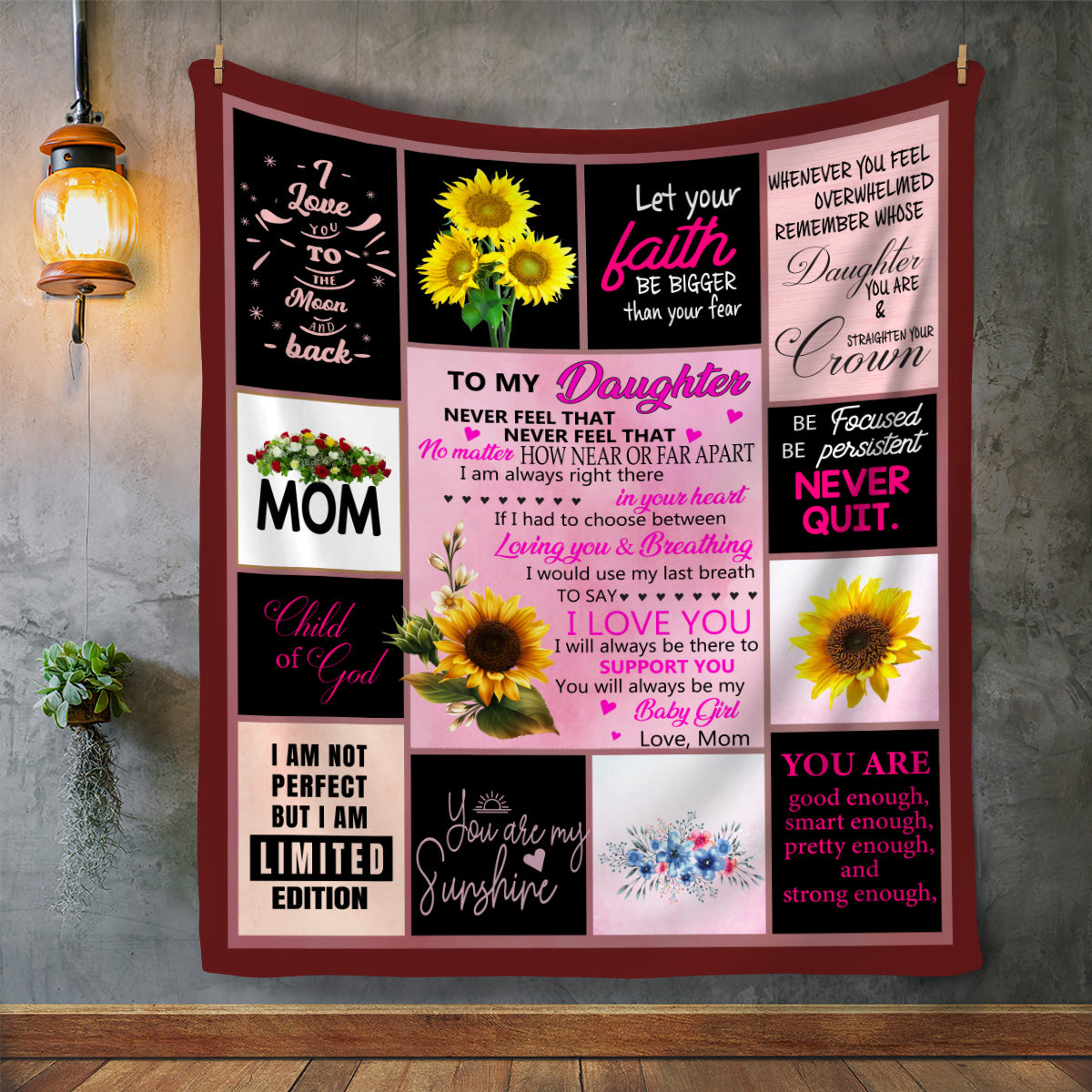 Daughter NEVER QUIT - Premium MINK SHERPA Blanket