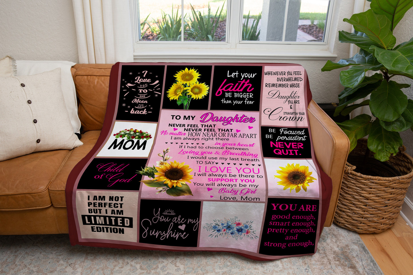 Daughter NEVER QUIT - Premium MINK SHERPA Blanket