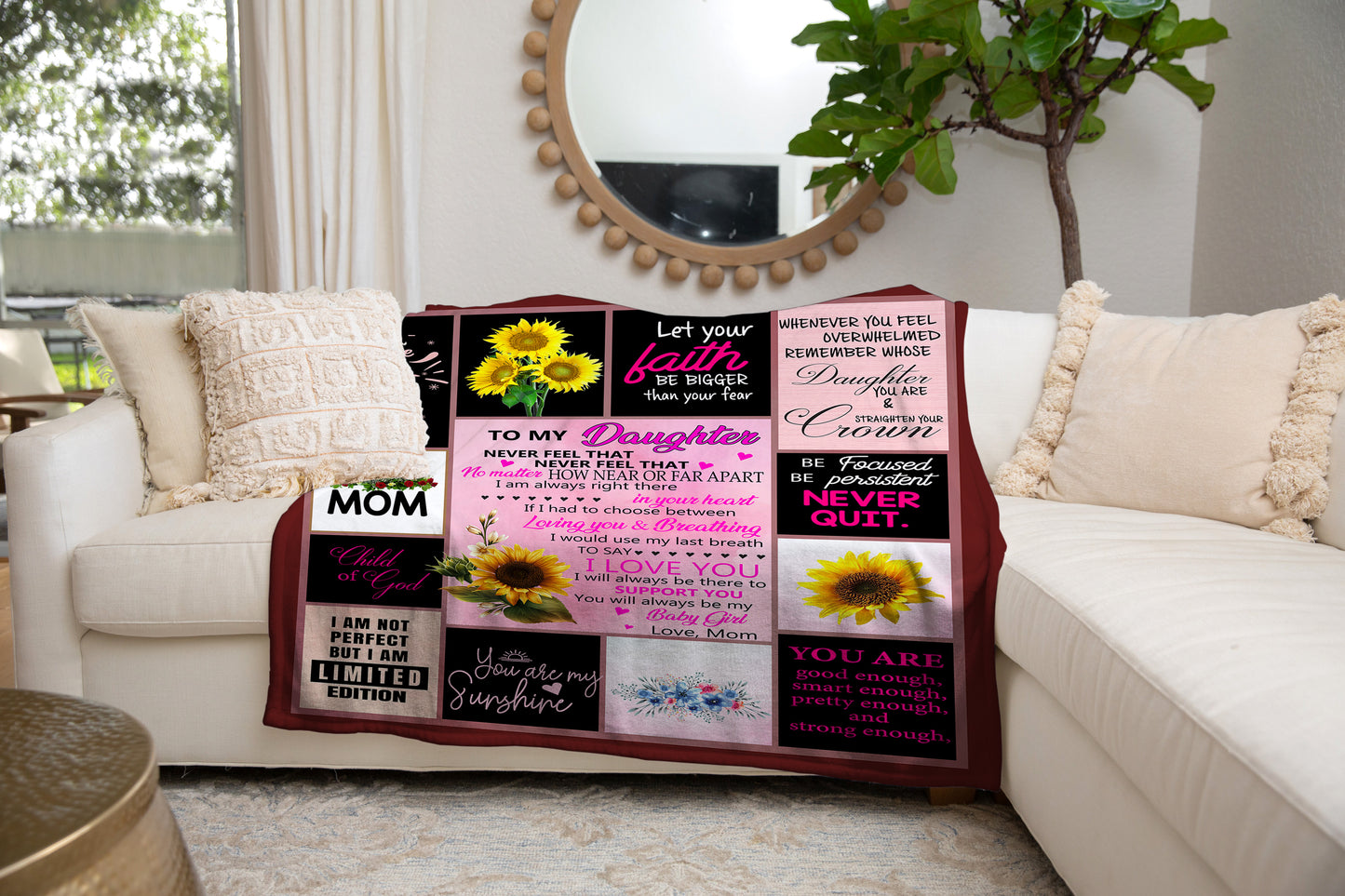 Daughter NEVER QUIT - Premium MINK SHERPA Blanket