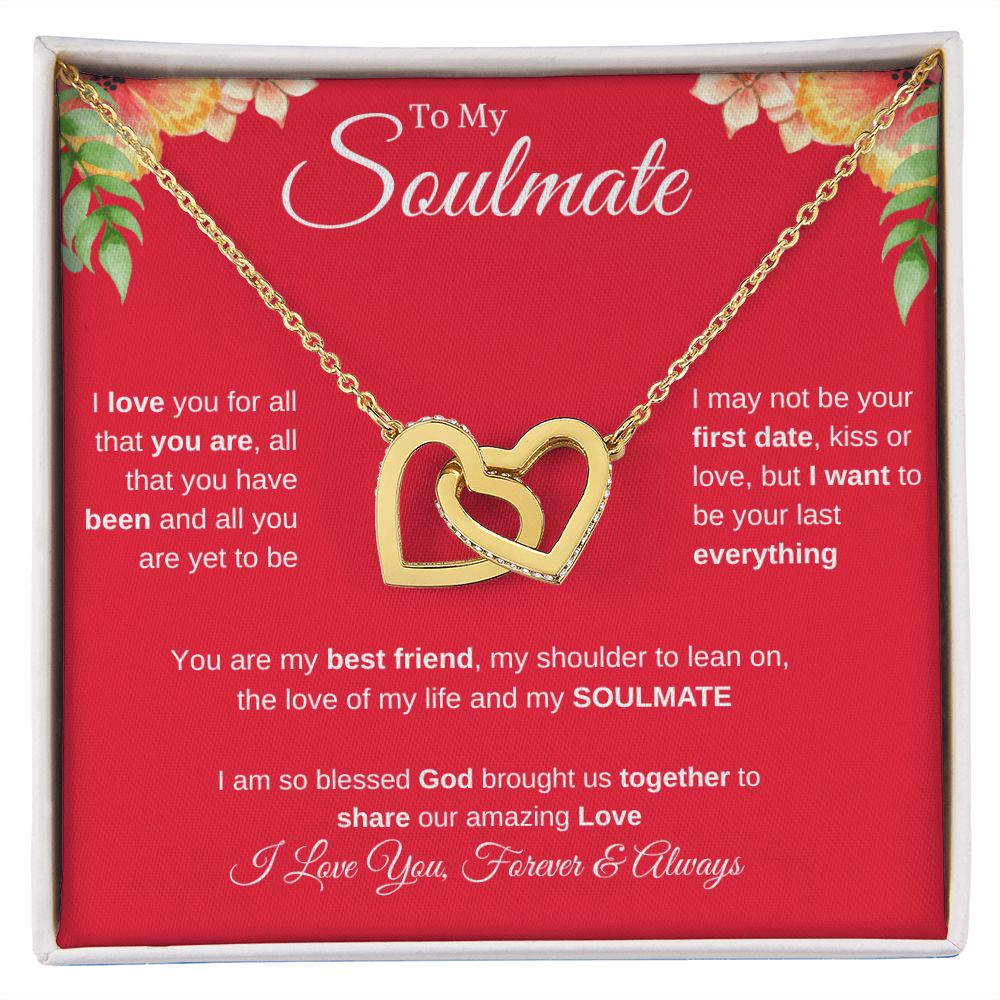Interlocking Heart Necklace - RED