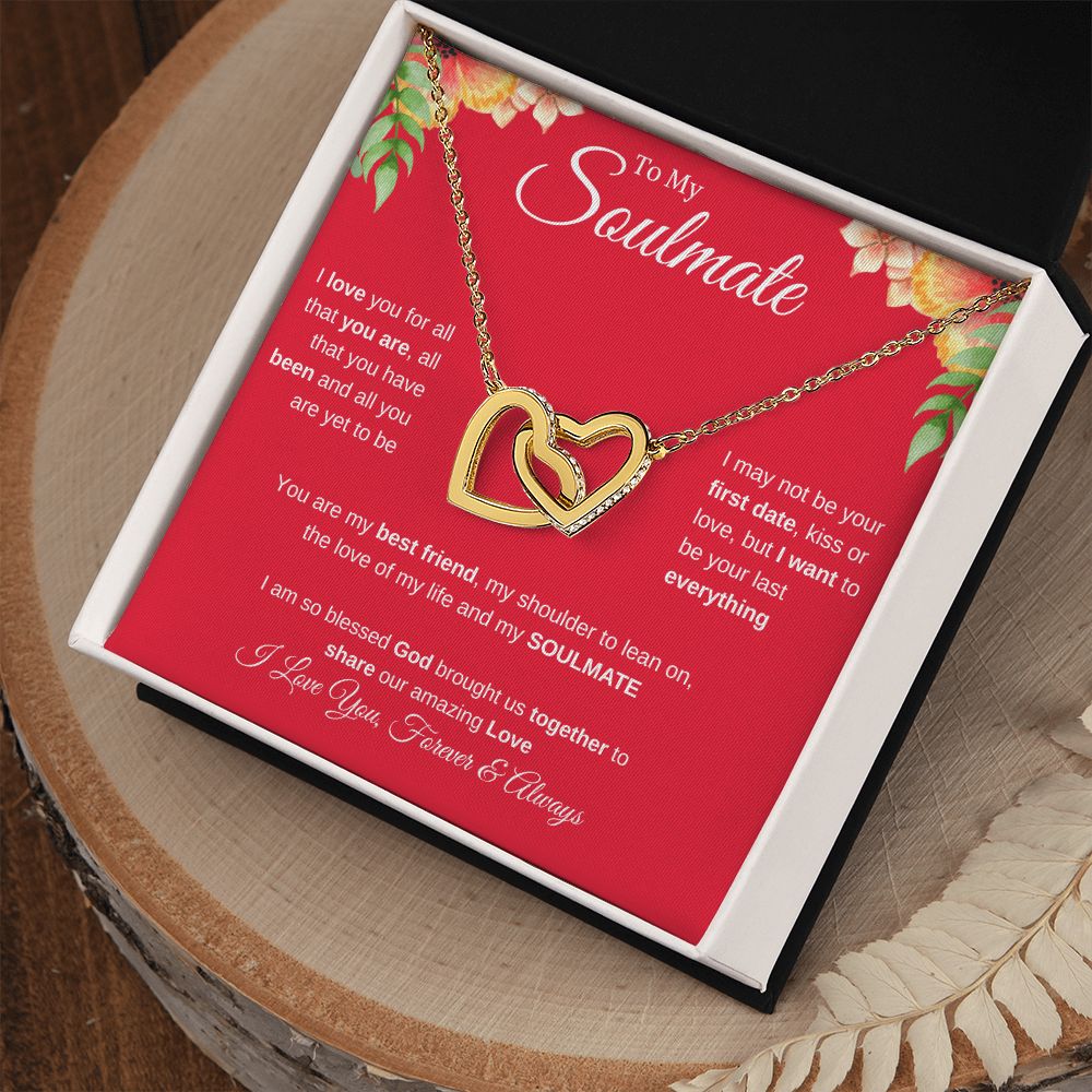 Interlocking Heart Necklace - RED