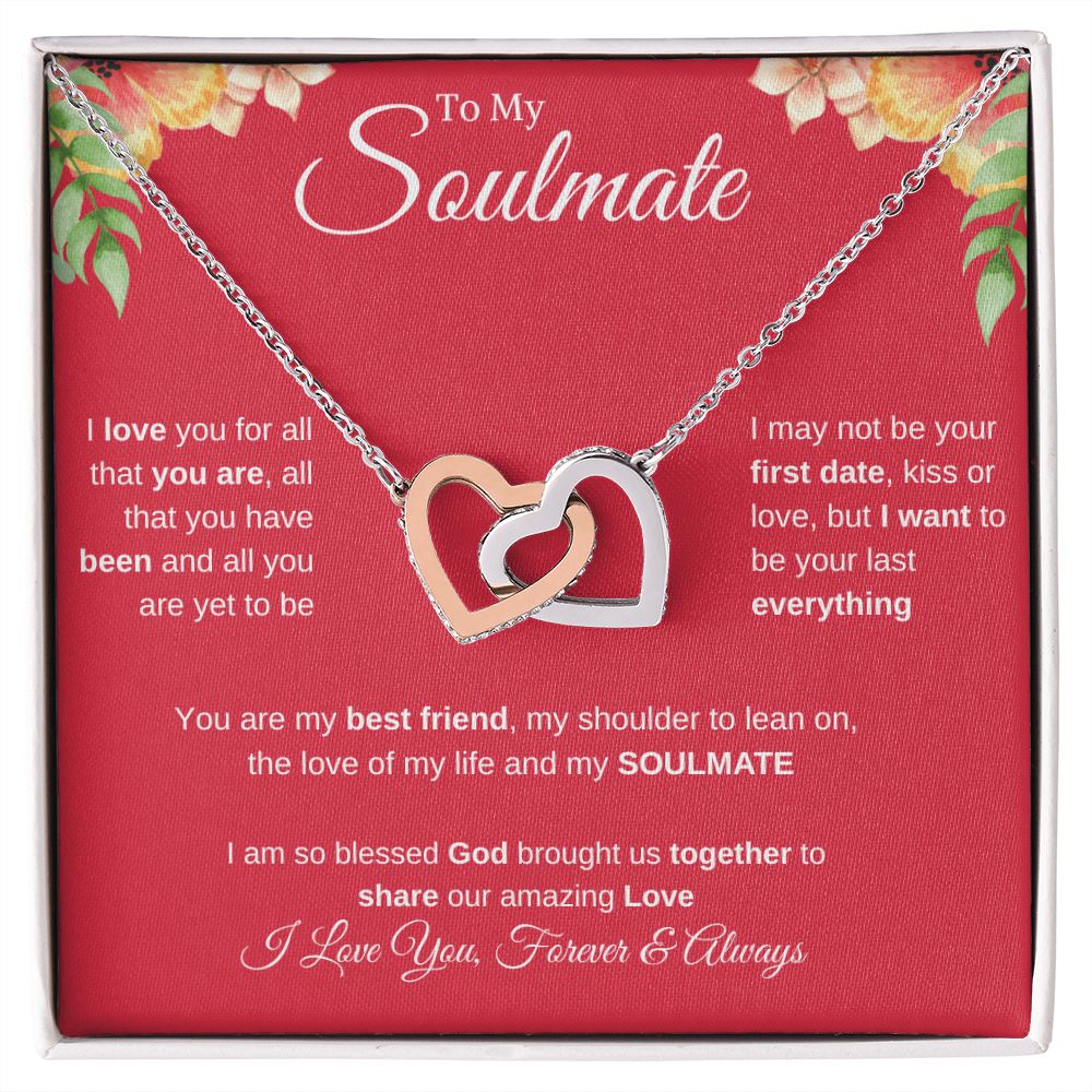 Interlocking Heart Necklace - RED