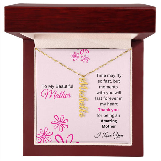 Vertical Name Necklace - MOTHER